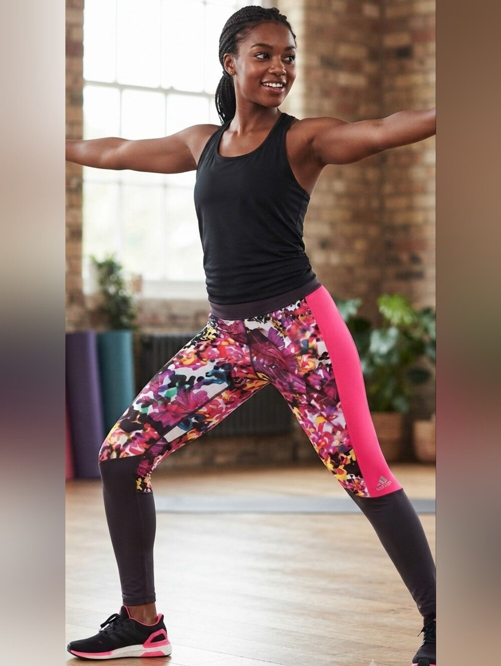 Adidas Techfit Climalite Pink Floral Print Performance Leggings
